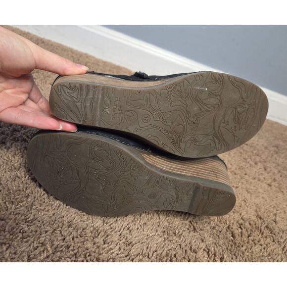 Dansko susan wedge bootie ankle heeled comfort shoe black nubuck leather 37 - Picture 5 of 9